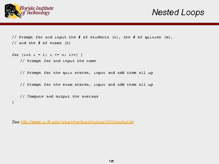 Nested Loops // Prompt for and input the # of students (n), the #