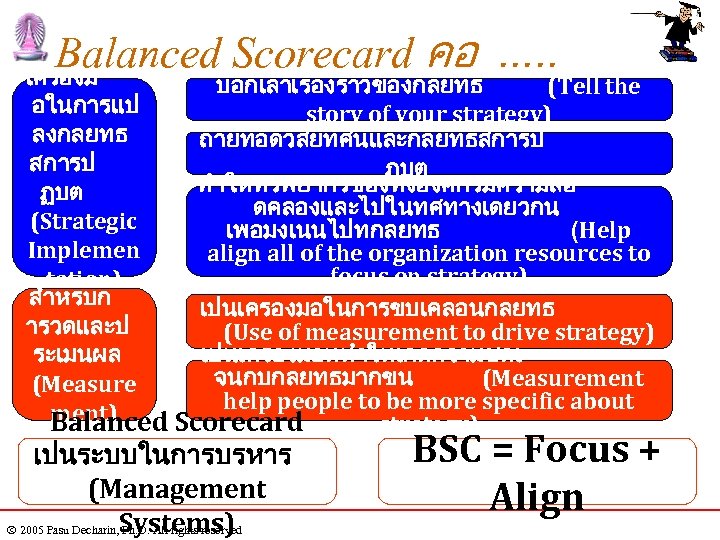 Balanced Scorecard คอ. . . เครองม บอกเลาเรองราวของกลยทธ (Tell the อในการแป story of your strategy)