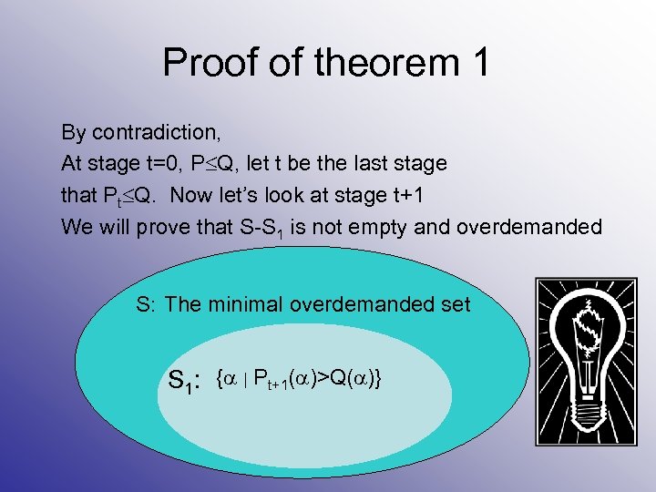 Proof of theorem 1 By contradiction, At stage t=0, P Q, let t be