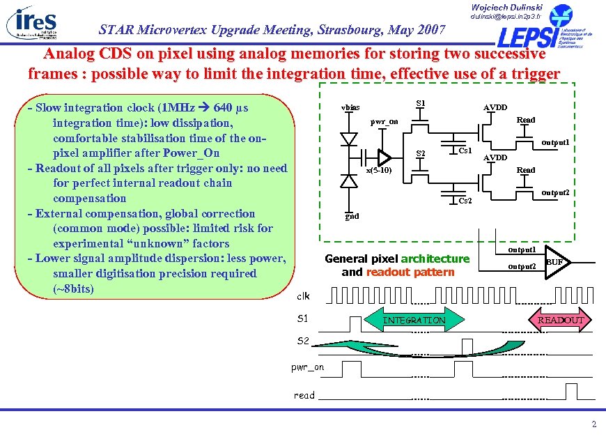 Wojciech Dulinski dulinski@lepsi. in 2 p 3. fr STAR Microvertex Upgrade Meeting, Strasbourg, May