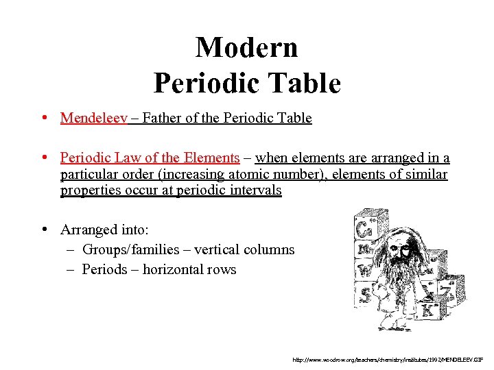 Modern Periodic Table • Mendeleev – Father of the Periodic Table • Periodic Law
