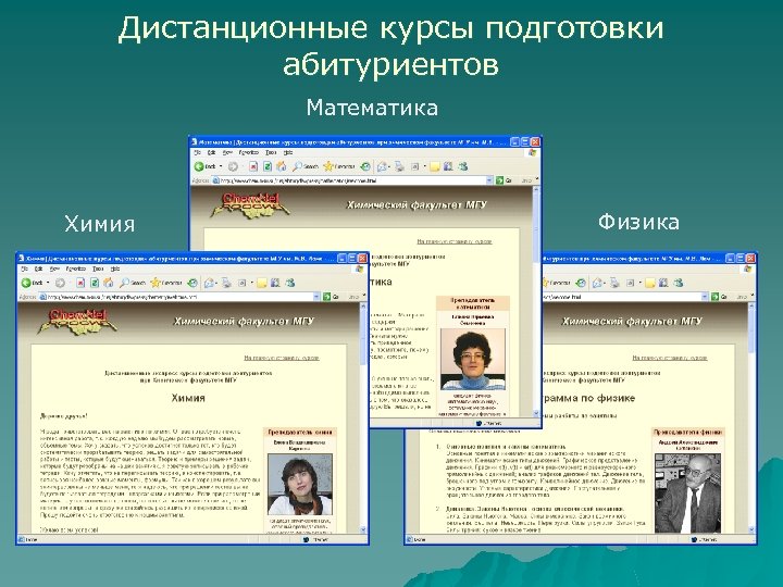 Дистанционные курсы подготовки абитуриентов Математика Химия Физика 