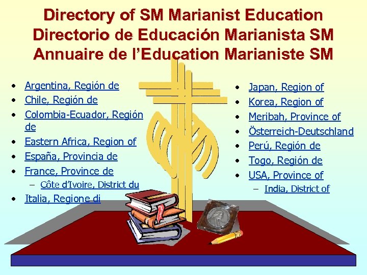 Directory of SM Marianist Education Directorio de Educación Marianista SM Annuaire de l’Education Marianiste