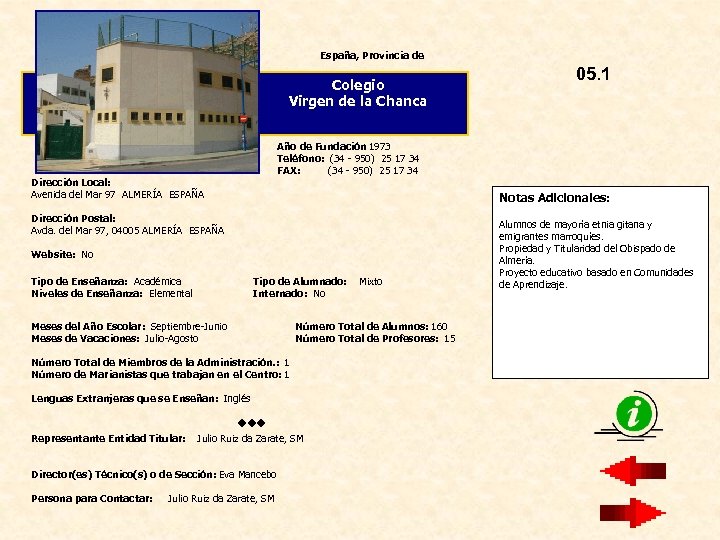 España, Provincia de Colegio Virgen de la Chanca 05. 1 Año de Fundación 1973