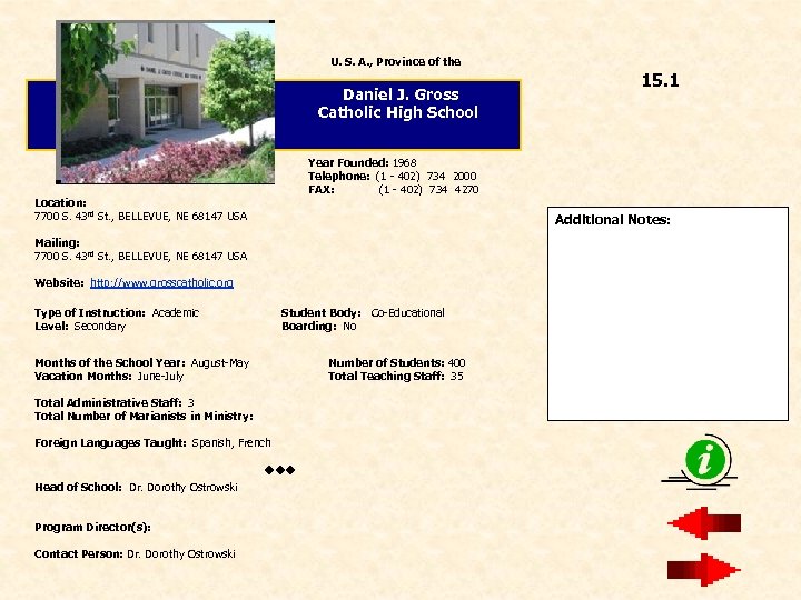 U. S. A. , Province of the Daniel J. Gross Catholic High School Year