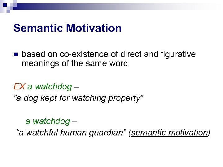 Semantic Motivation based on co-existence of direct and figurative meanings of the same word