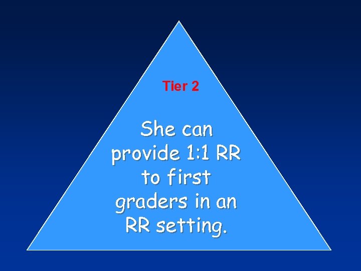 Tier 2 She can provide 1: 1 RR to first graders in an RR