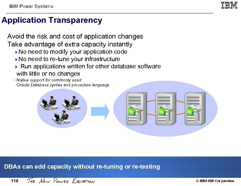 IBM Power Systems Application Transparency Avoid the risk and cost of application changes Take