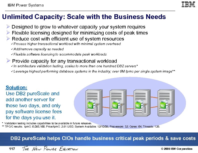 IBM Power Systems Unlimited Capacity: Scale with the Business Needs Ø Designed to grow