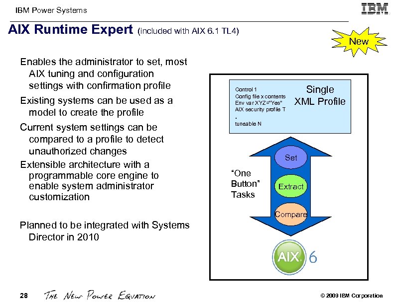 IBM Power Systems AIX Runtime Expert (included with AIX 6. 1 TL 4) Enables