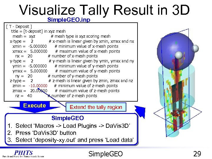 Visualize Tally Result in 3 D Simple. GEO. inp [ T - Deposit ]