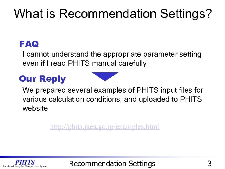 What is Recommendation Settings? FAQ I cannot understand the appropriate parameter setting even if
