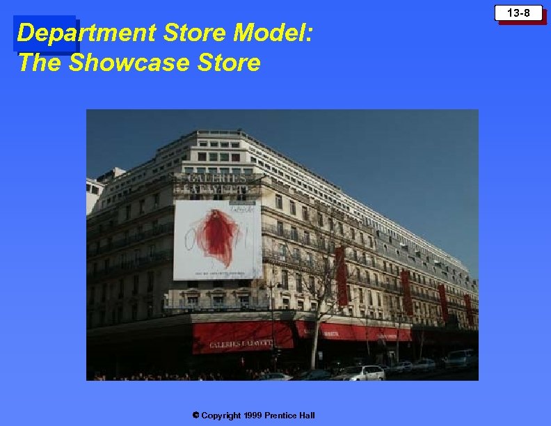 Department Store Model: The Showcase Store Copyright 1999 Prentice Hall 13 -8 