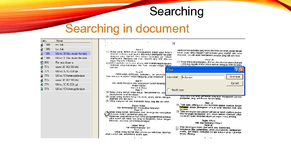 Searching in document 