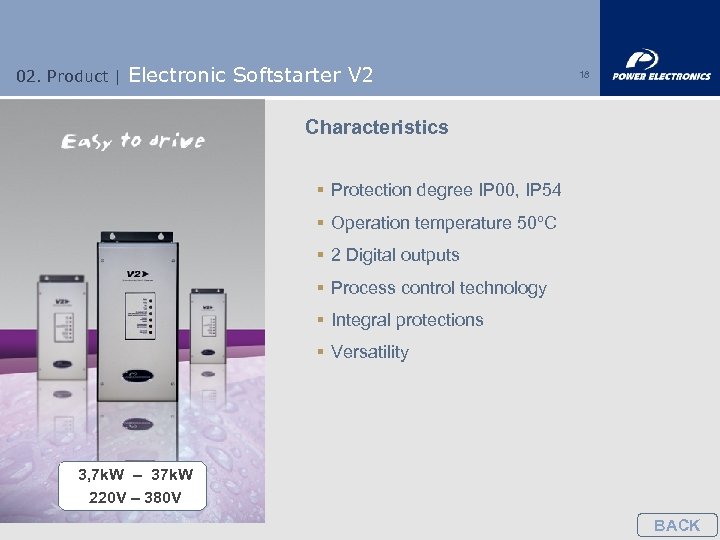 02. Product | Electronic Softstarter V 2 18 Characteristics § Protection degree IP 00,