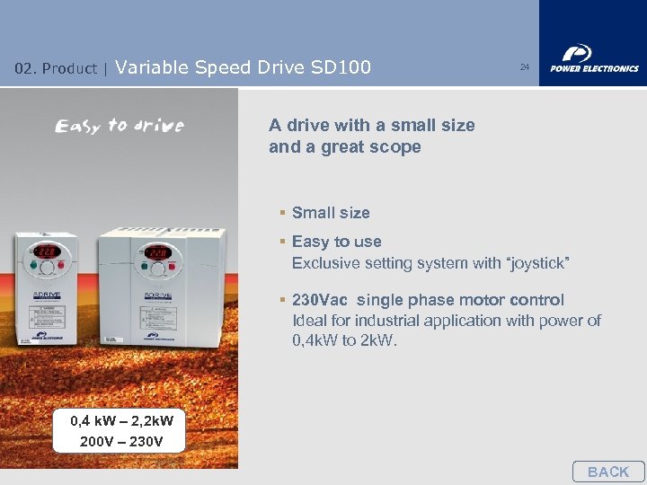 02. Product | Variable Speed Drive SD 100 24 A drive with a small