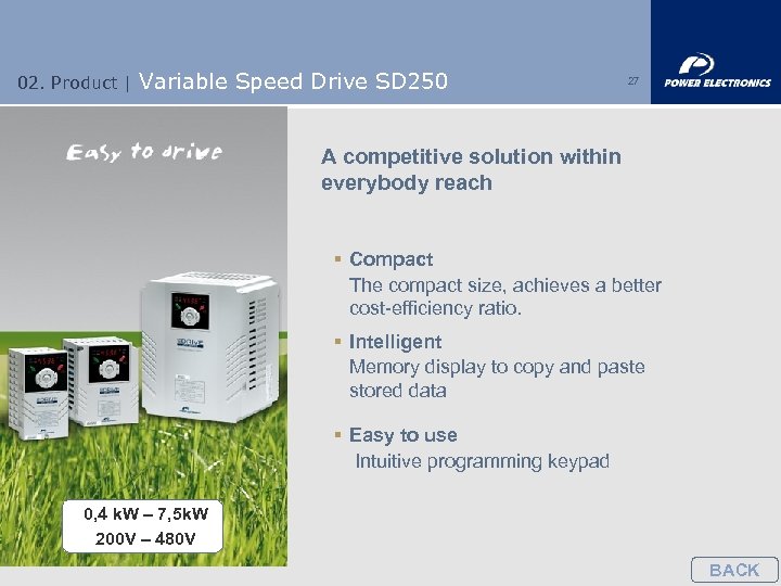 02. Product | Variable Speed Drive SD 250 27 A competitive solution within everybody