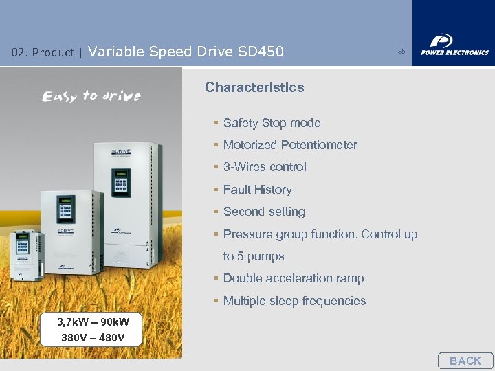 02. Product | Variable Speed Drive SD 450 35 Characteristics § Safety Stop mode