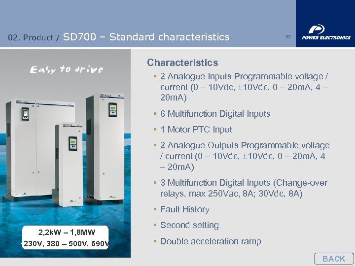 02. Product / SD 700 – Standard characteristics 53 Characteristics § 2 Analogue Inputs