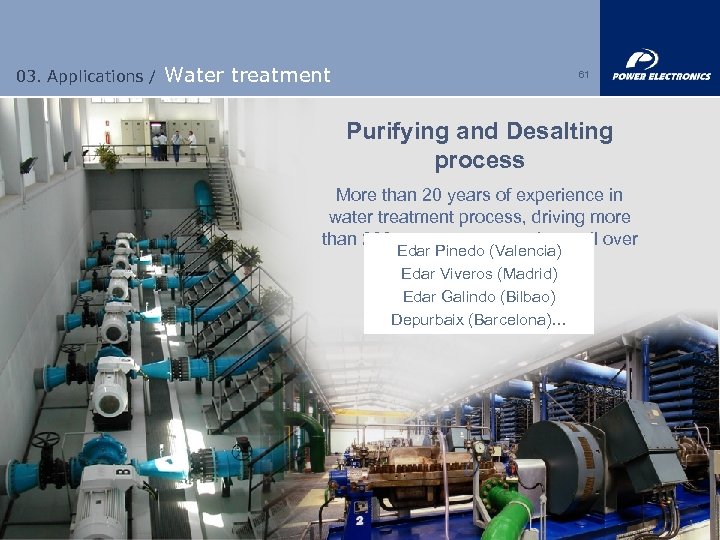 03. Applications / Water treatment 61 Purifying and Desalting process More than 20 years