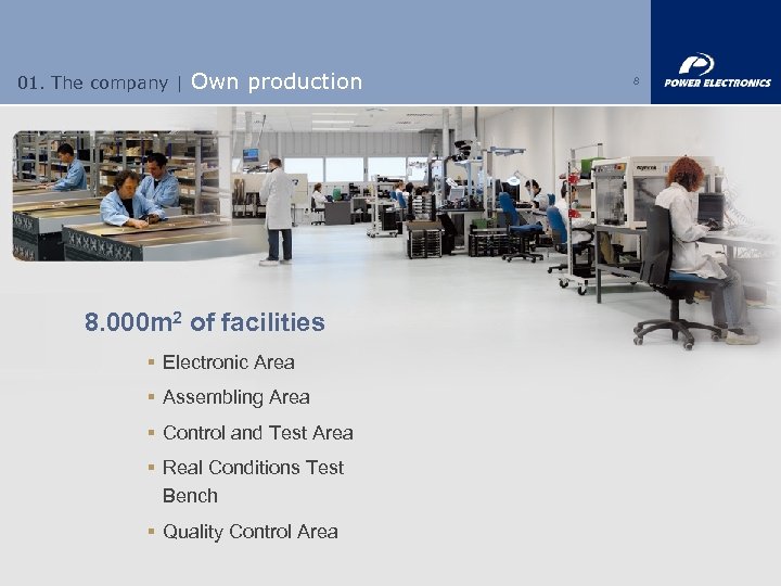 01. The company | Own production 8. 000 m 2 of facilities § Electronic