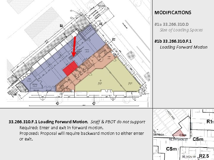MODIFICATIONS #1 a 33. 266. 310. D Size of Loading Spaces #1 b 33.