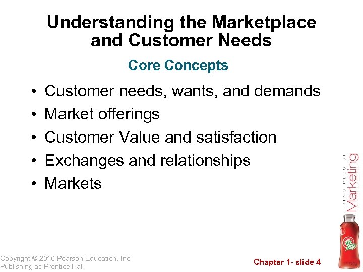 Understanding the Marketplace and Customer Needs Core Concepts • • • Customer needs, wants,