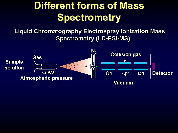 Different forms of Mass Spectrometry Liquid Chromatography Electrospray Ionization Mass Spectrometry (LC-ESI-MS) N 2