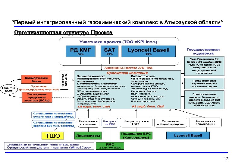“Первый интегрированный газохимический комплекс в Атырауской области” Организационная структура Проекта 12 