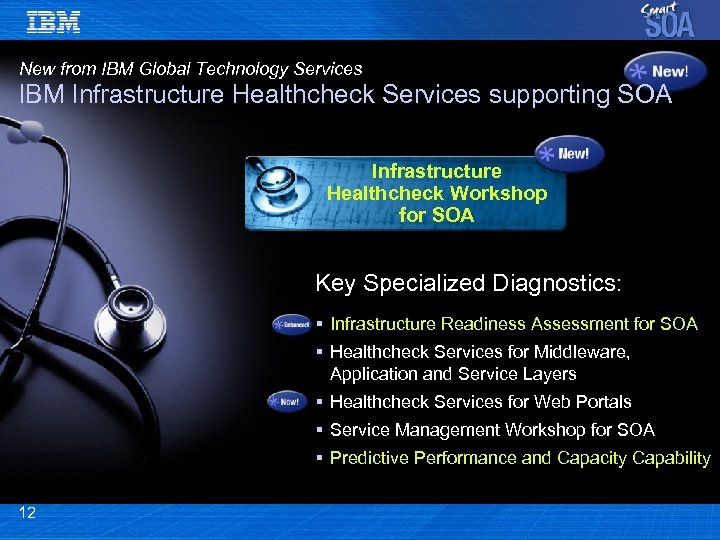 New from IBM Global Technology Services IBM Infrastructure Healthcheck Services supporting SOA Infrastructure Healthcheck
