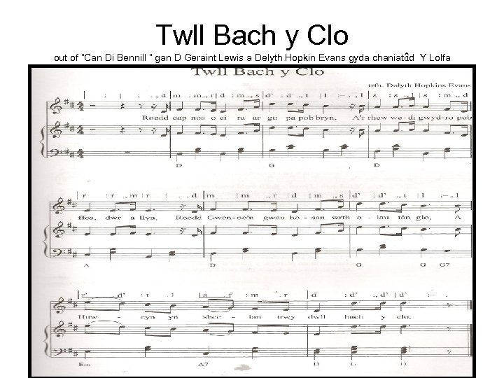 Twll Bach y Clo out of “Can Di Bennill “ gan D Geraint Lewis