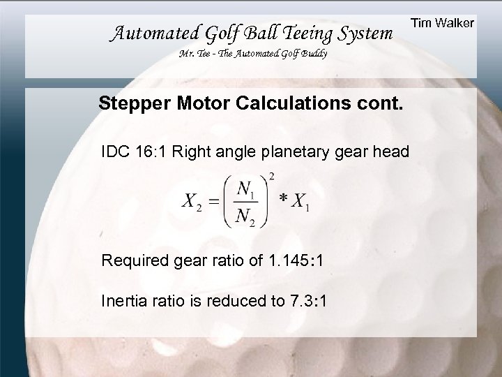 Automated Golf Ball Teeing System Mr. Tee - The Automated Golf Buddy Stepper Motor