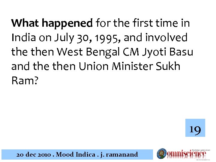 What happened for the first time in India on July 30, 1995, and involved
