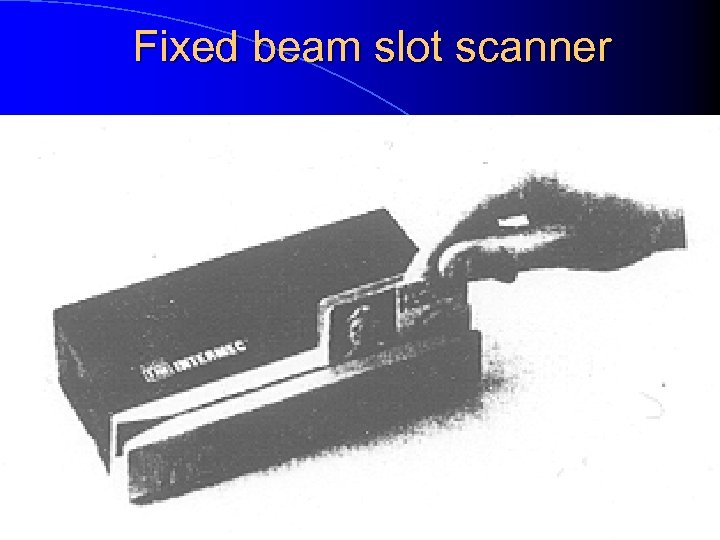 Fixed beam slot scanner 