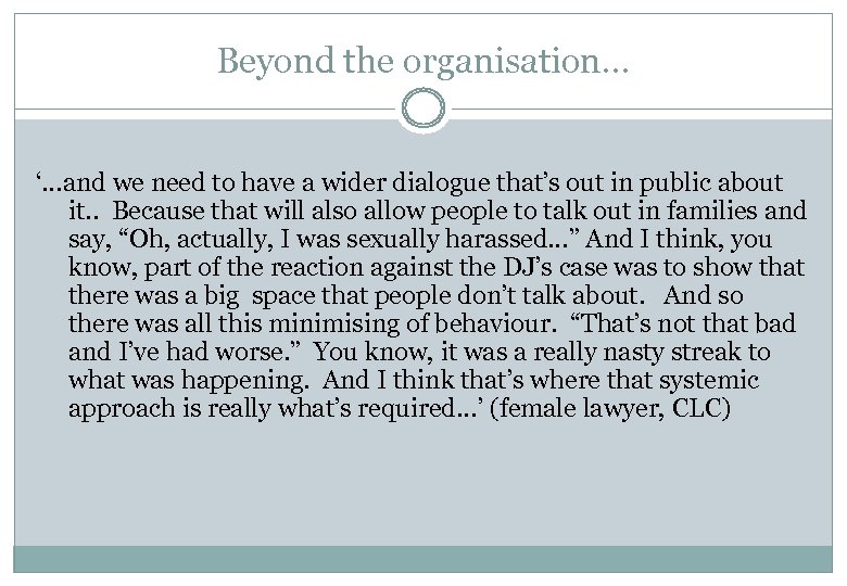 Beyond the organisation… ‘…and we need to have a wider dialogue that’s out in