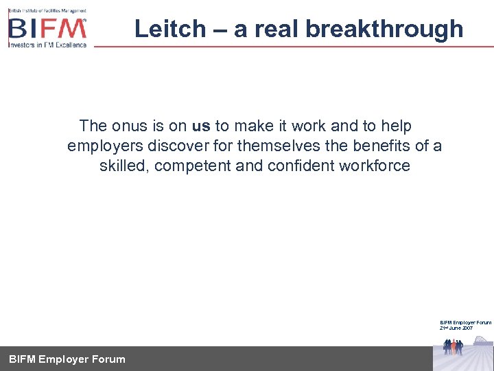 Leitch – a real breakthrough The onus is on us to make it work