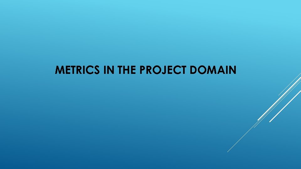 METRICS IN THE PROJECT DOMAIN 