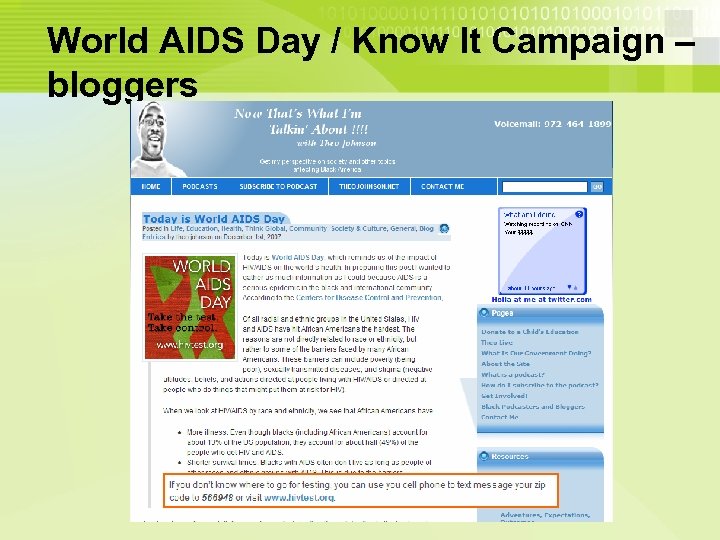 World AIDS Day / Know It Campaign – bloggers 