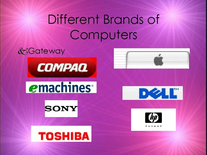 Different Brands of Computers k. Gateway 
