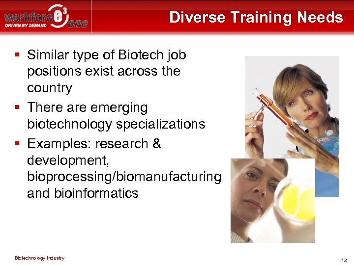Diverse Training Needs § Similar type of Biotech job positions exist across the country