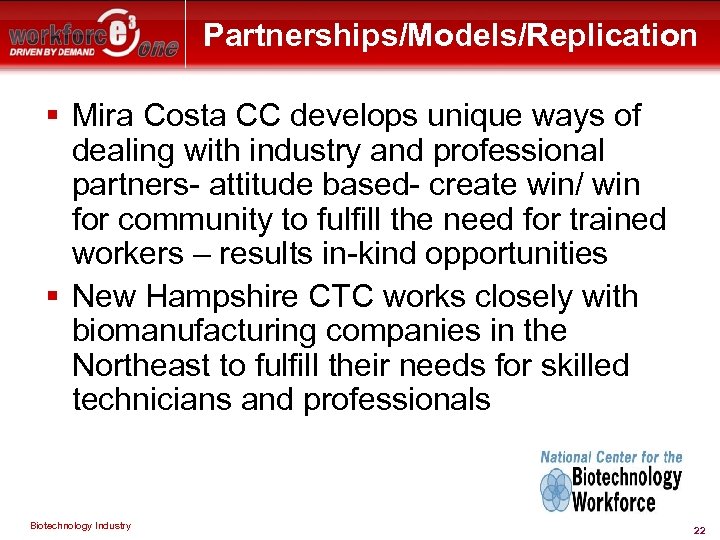 Partnerships/Models/Replication § Mira Costa CC develops unique ways of dealing with industry and professional