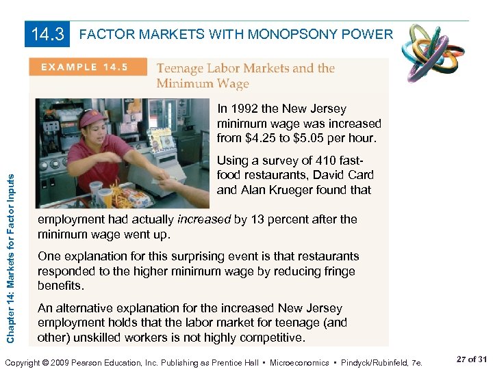 14. 3 FACTOR MARKETS WITH MONOPSONY POWER Chapter 14: Markets for Factor Inputs In
