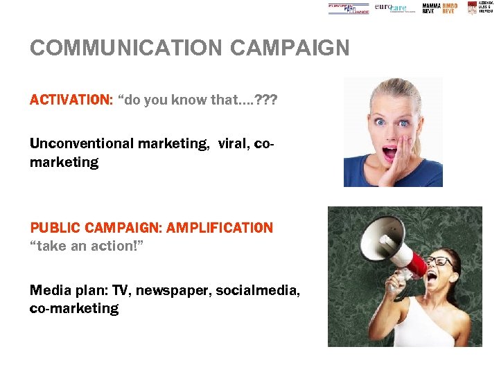 COMMUNICATION CAMPAIGN ACTIVATION: “do you know that…. ? ? ? Unconventional marketing, viral, comarketing