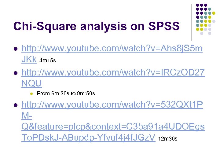 Chi-Square analysis on SPSS l l http: //www. youtube. com/watch? v=Ahs 8 j. S