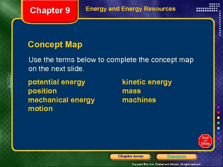 Chapter 9 Energy and Energy Resources Concept Map Use the terms below to complete