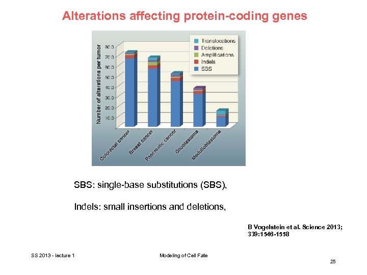 Alterations affecting protein-coding genes SBS: single-base substitutions (SBS), Indels: small insertions and deletions, B