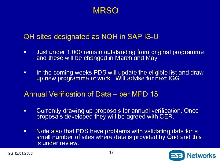 MRSO QH sites designated as NQH in SAP IS-U § Just under 1, 000