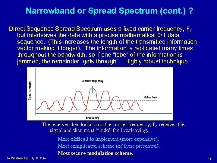 Narrowband or Spread Spectrum (cont. ) ? Direct Sequence Spread Spectrum uses a fixed