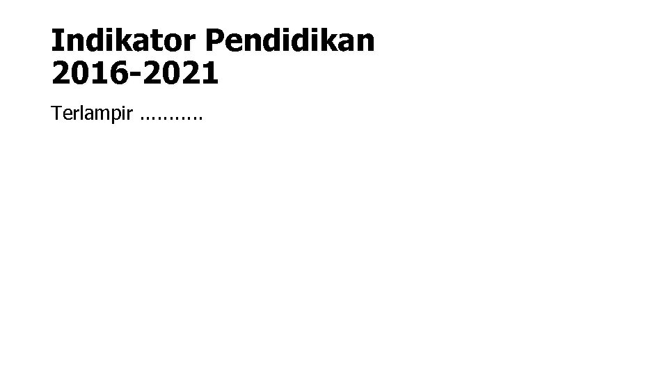 Indikator Pendidikan 2016 -2021 Terlampir. . . 