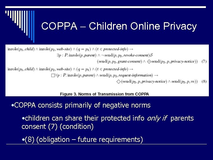 COPPA – Children Online Privacy • COPPA consists primarily of negative norms • children